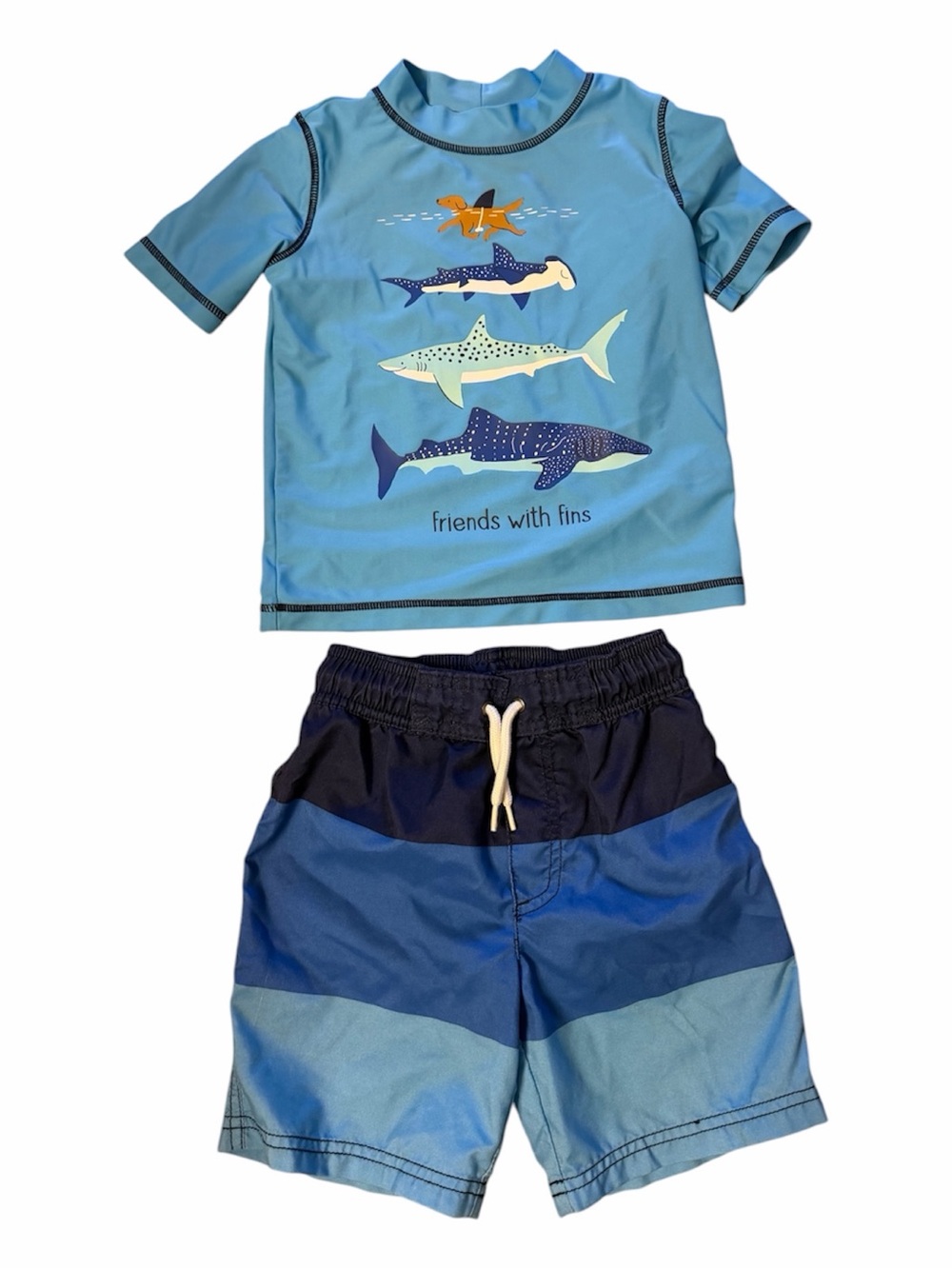 Carter’s Blue Shark Rash Guard Swim Set - Friends With Fins